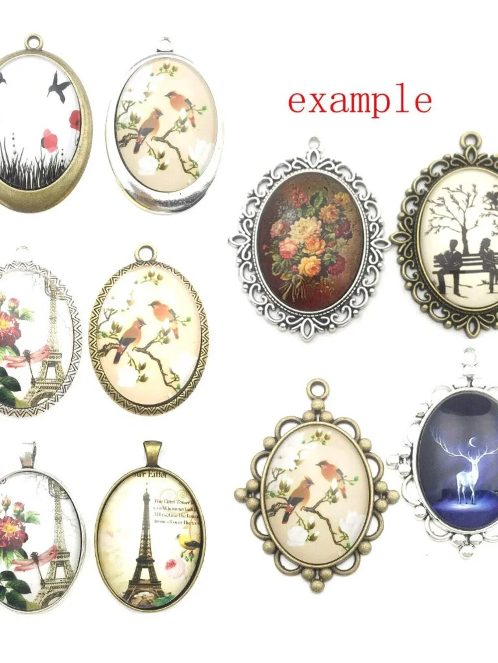Youdiyla 10 Pendant Trays, 30x40mm, Blank Oval Cabochons Base Setting Bezel Fram